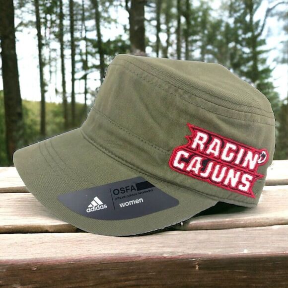 Adidas Louisiana-Layfayette Ragin Cajuns Womens Army Green Military Hat Cap NCAA - Picture 1 of 7